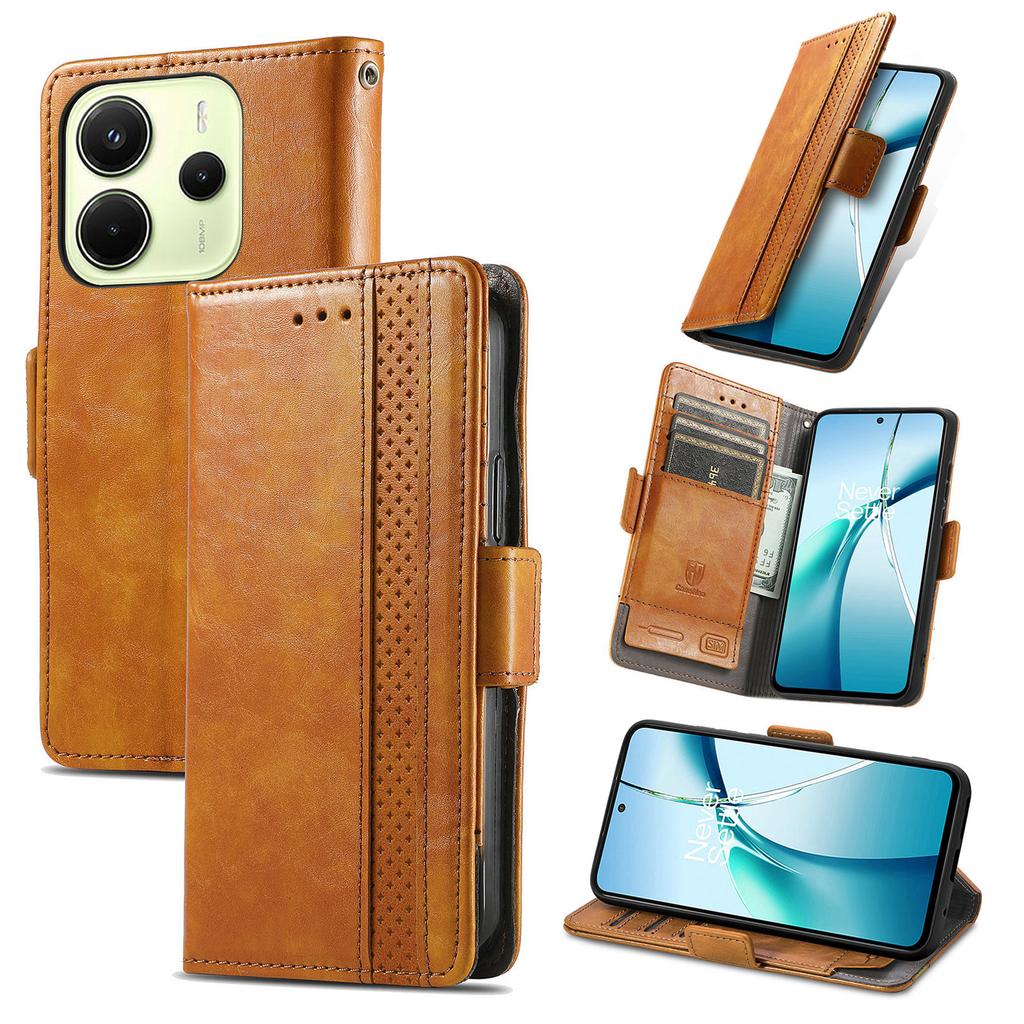 For Xiaomi Redmi Note 14 4G (163.25mm) Phone Cases CASENEO PU Leather Cover Stand with RFID Blocking Wallet