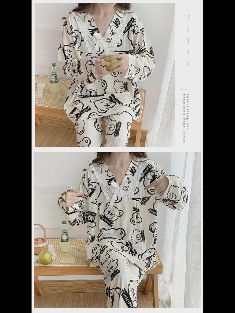 Пижама Sweet Princess для женщин больших размеров - комплект с длинными рукавами для весны и осени