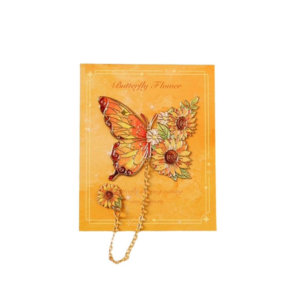 Tassel Chain Book Clip Hollow Flower Flower Painting Bookmark Metal Butterfly Bookmark For Gift