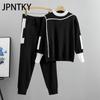 JPNTKY Модный и элегантный женский повседневный трикотажный костюм-двойка больших размеров для весны и осени