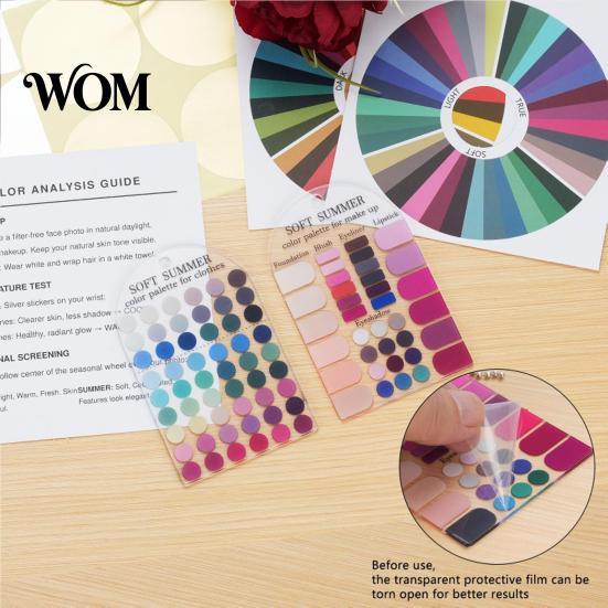 Color Analysis Template Cards 2Pcs Summer Set, Portable Seasonal Palette Matching Card Card, Acrylic Personal Guide for Outfits & Makeup