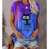 Women Summer T Shirt Trend Cat Print Retro Fashion Short Sleeve Tees Casual Printed Tops