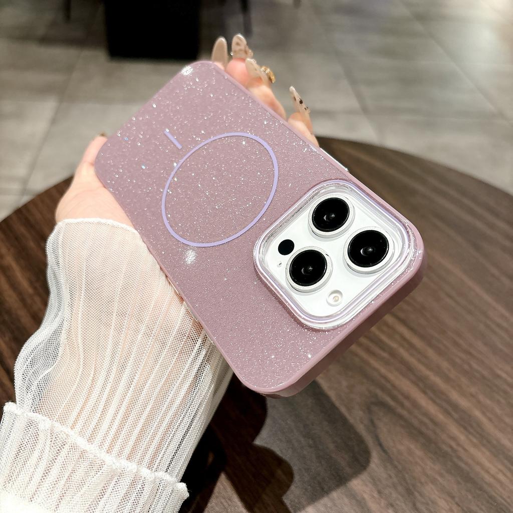 For IPhone16 New Thin Circle Magnetic Phone Case for Apple 15promax Starry Sky Glitter Protective Case