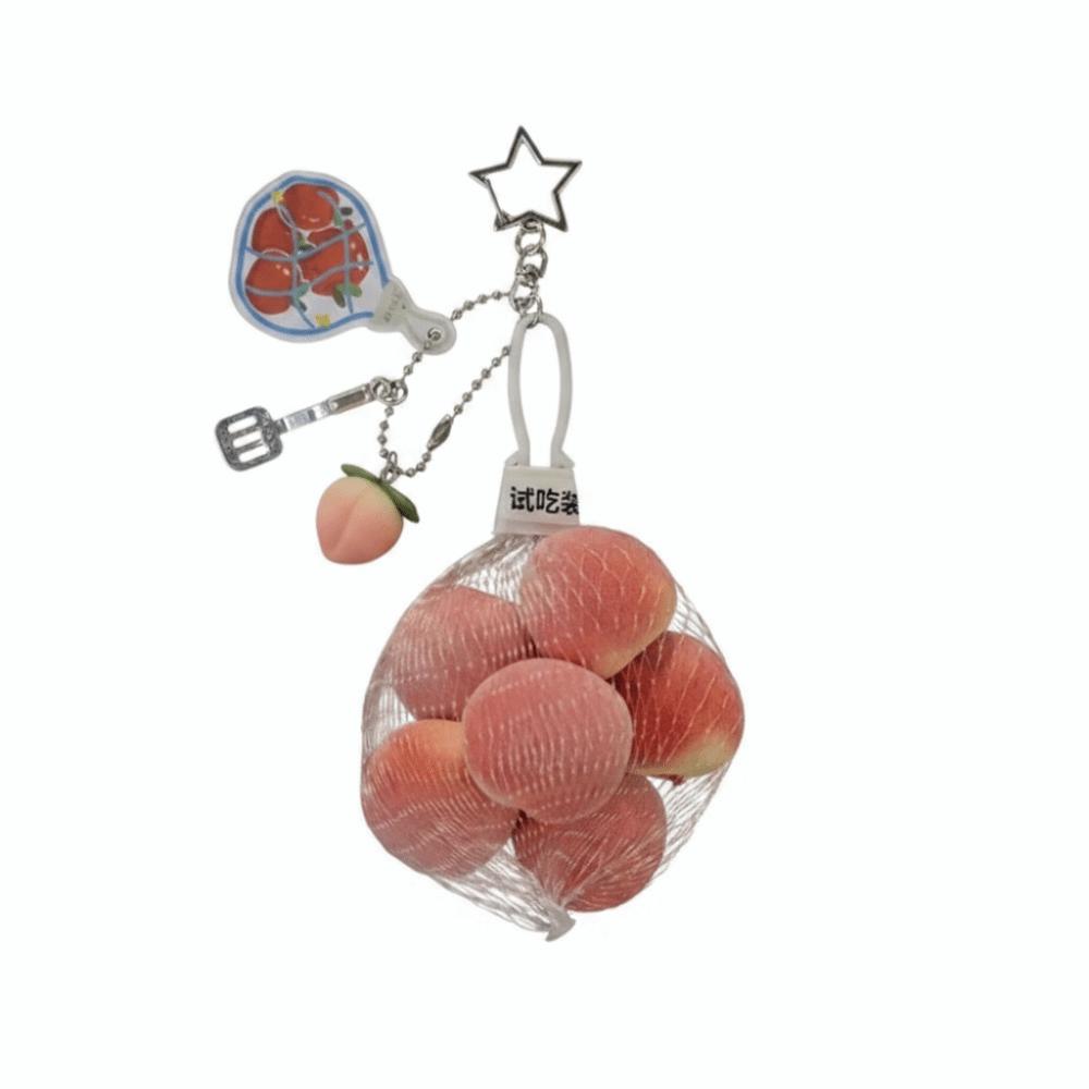 Realistic 3D Red Fruit Key Chain Handmade Style Mini Cluster Fruit Charm Aesthetic Styling