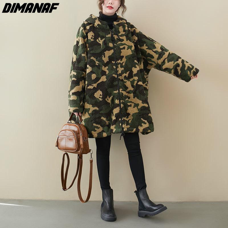 DIMANAF Женские пальто Новые большие размеры Зимние новые кашемировые куртки Пальто Парка с рождественским узором и принтом Дизайн Теплая флокированная верхняя одежда больших размеров