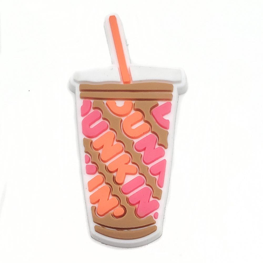 DUNKIN DONUTS Шармы для обуви со вкусом молочного чая и пончика - Милые Цветочные Мягкие Резиновые Декоративные Пряжки