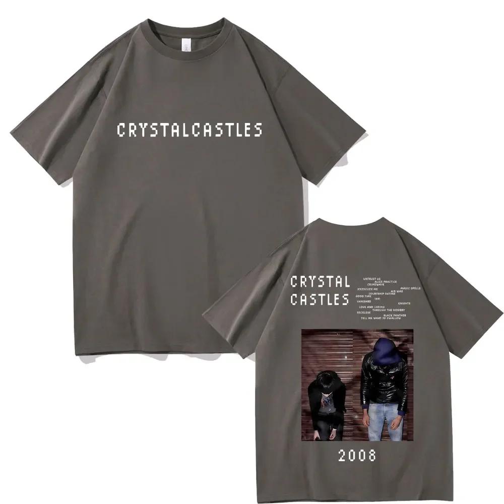 Crystal Castles Двусторонние принтованные футболки Унисекс Wounisex Хип-Хоп Рок Оверсайз Футболки Мужская Готическая Футболка Унисексс Винтажная Футболка B