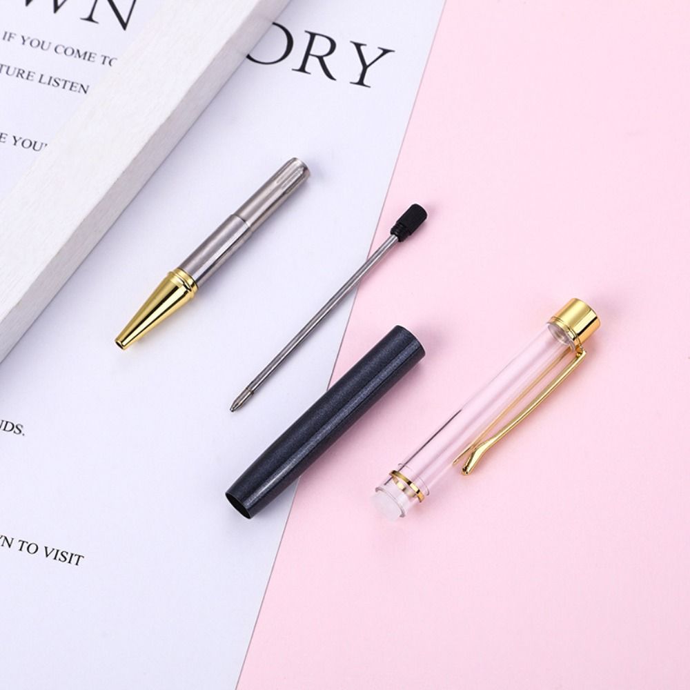 DIY Neutral Gel Pens Metal Signature Pen Gold Powder Empty Tube Ball Point Pen  Stationery