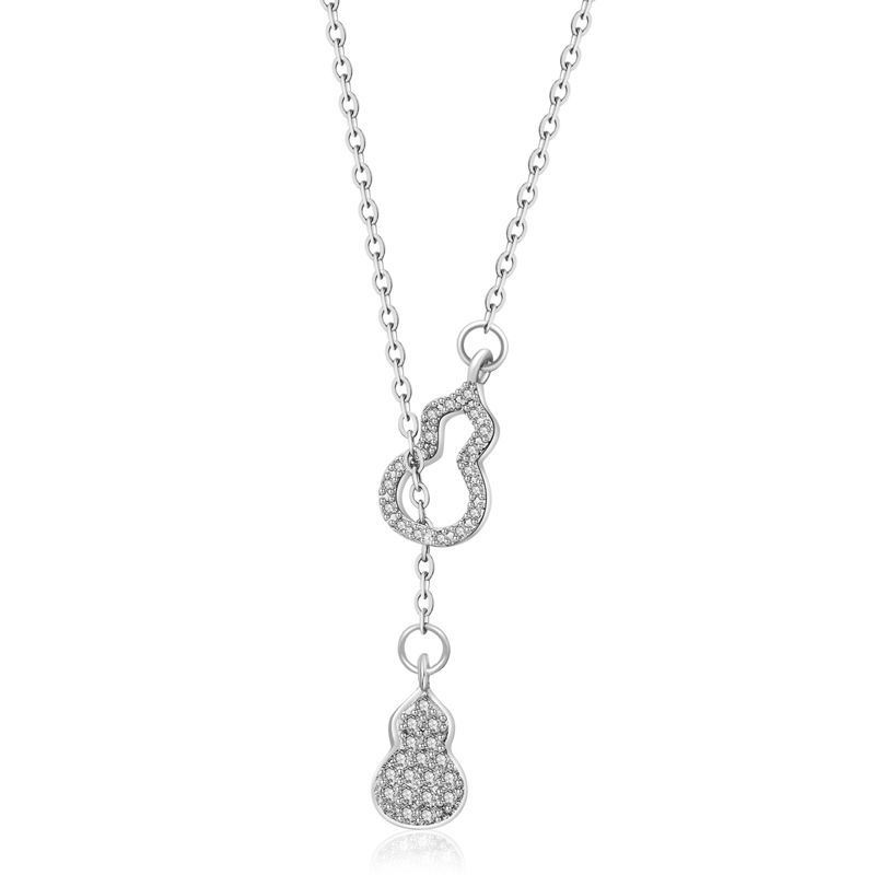 Titanium Steel Double Gourd Necklace Female Ins Happy Lucky Fulu Gourd Versatile Temperament Collarbone Chain Light Luxury Design