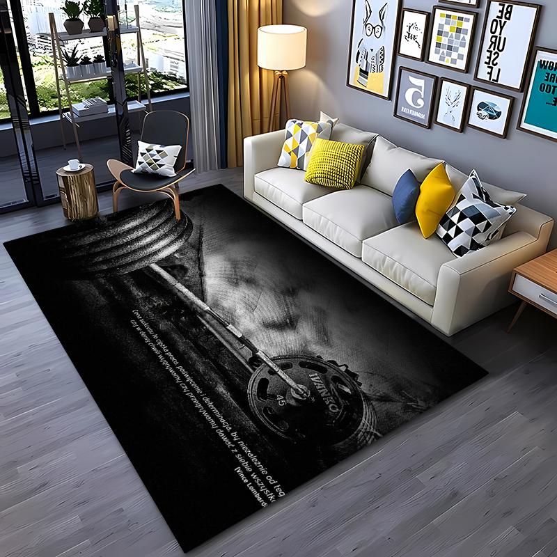 Ковры с 3D-печатью на тему GYM для дома, гостиной, детской спальни, дивана, придверный коврик, кухонные напольные коврики, противоскользящий декор