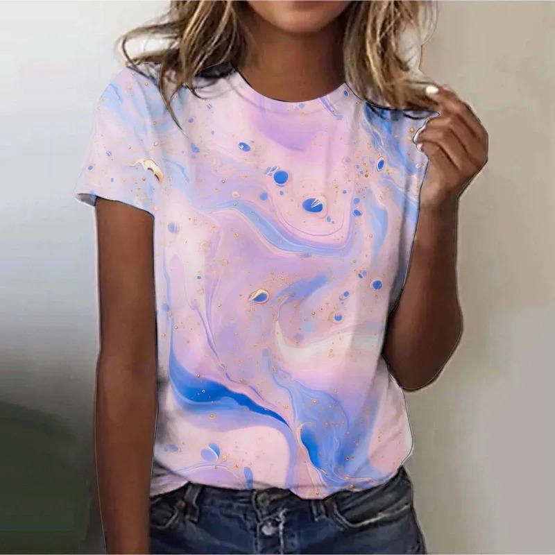 Женская уличная модная футболка Dreamy Star с 3D-печатью, короткий рукав, универсальная, для повседневной носки, свободная, с круглым вырезом, женская одежда