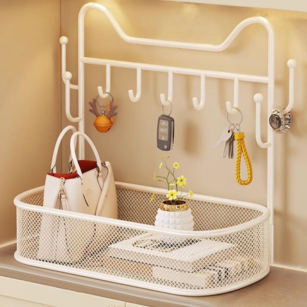 Space Saving Metal Storage Organizer Wall Mountable Entryway Storage Rack Hallway Use