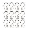 12Pcs Shower Curtain Hooks Rings Rust Resistant Stainless Steel Double Glide Shower Hooks for