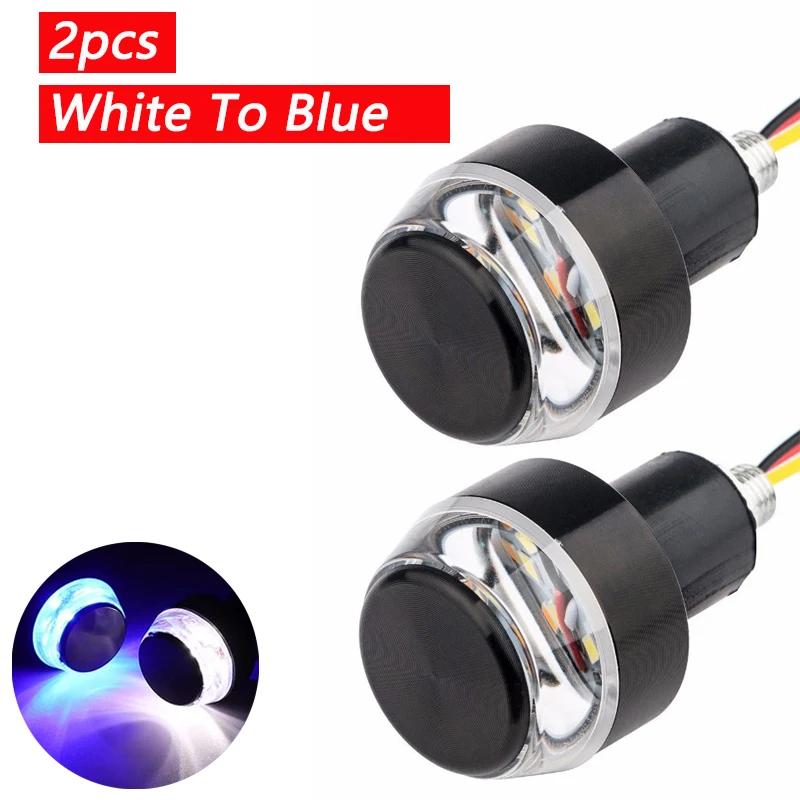 1/2pcs Motorcycle Handlebar LED Turn Signal Lights Yellow White Red Lamp Handle Bar End Blinker Warning Flashing Light 12V