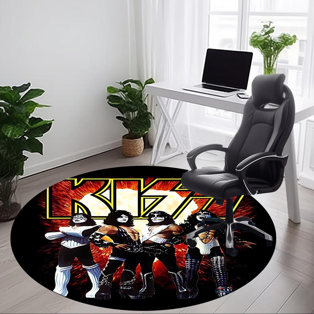 1 шт. Круглый ковер с логотипом группы KISS для офиса, под офисные стулья, спальни, гостиной, домашний декор a1016286