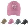 NEW Unisex Washed Cotton Baseball Cap Men Women Summer Cute Heart Print Sun Hats Adjustable Sunscreen Outdoor Sports Caps