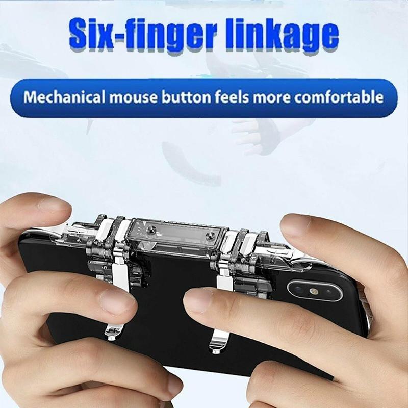 Upgraded Version New PUBG 6 Finger Controller Trigger Game Fire Button Handle Gamepad for PUBG