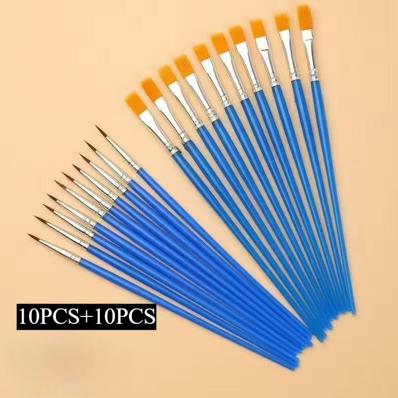 Набор из 50 кистей для рисования, круглая плоская щетина из нейлона, кисть для рисования маслом, акрилом, акварелью, для детей/художников/новичков/студентов