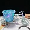 Yousheng Rattan Trolley Flower Basket Decorative Tricycle with Colorful Flowers Woven Container Home Office Decor Wedding Party Favor