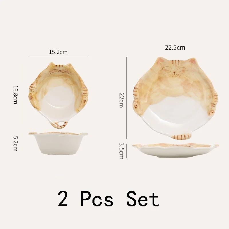 Милая керамическая тарелка с изображением кота, столовая посуда, креативные высококачественные тарелки для послеобеденного чая, торта, десерта, фруктов, изысканные домашние суповые миски