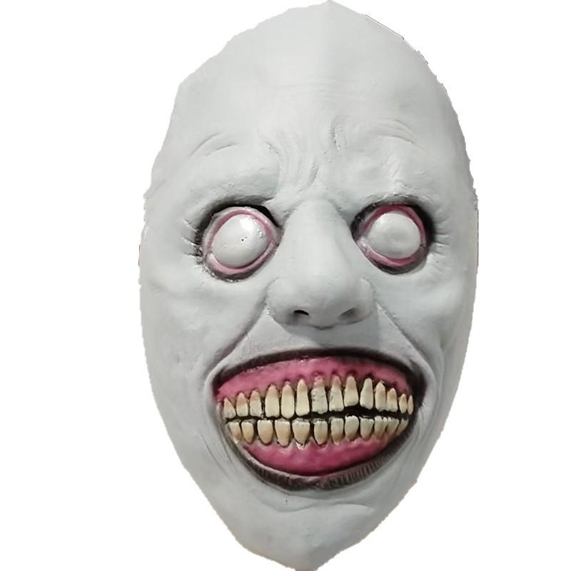 Exorcist Smiling White-Eyed Demon Latex Mask - New Style Halloween COS Horror Headgear