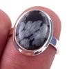 Natural Snowflake Obsidian Gemstone Handmade 925 Sterling Silver Ring S.7 B4A77