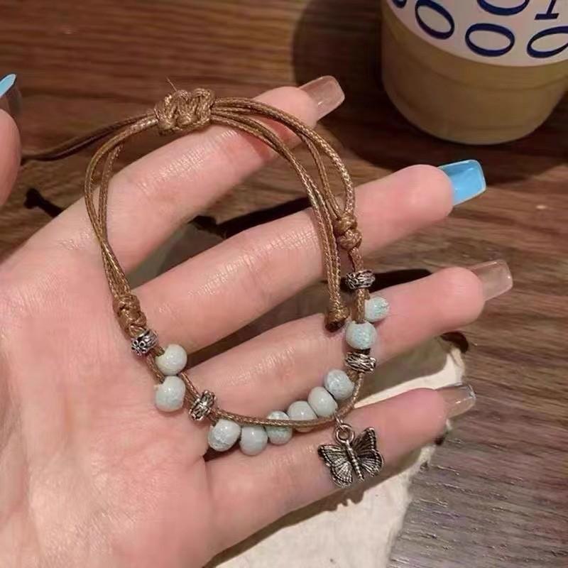 Китайский Современный Отличительный Янтарный Браслет Узел Мира Ручной Работы Для Женщин