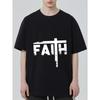 Faith Cross Graphic T Shirt Black Faith Text with Christian Cross Design Casual Wear for Men and Women Streetwear Fashion Church Outfit