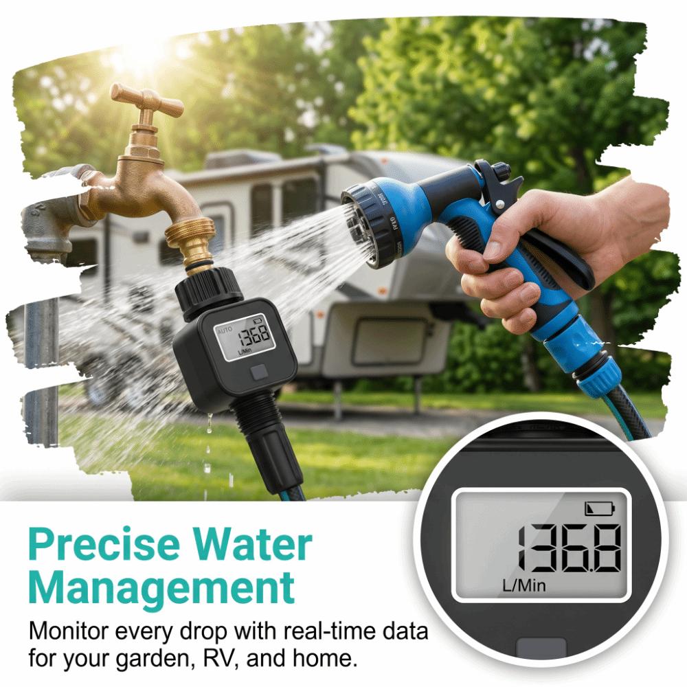 High Accuracy Digital Flowmeter Battery Powered Electronic Water Meter Water Flow Meter Garden