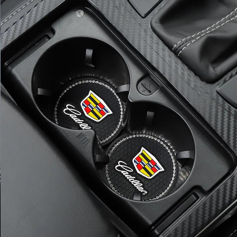 Car Non-slip Water Cup Pad Diamond Rhinestone Bling Decoration For Cadillac Escalade GT4 XT4 ATS XT5 CTS XTS RS Accessories