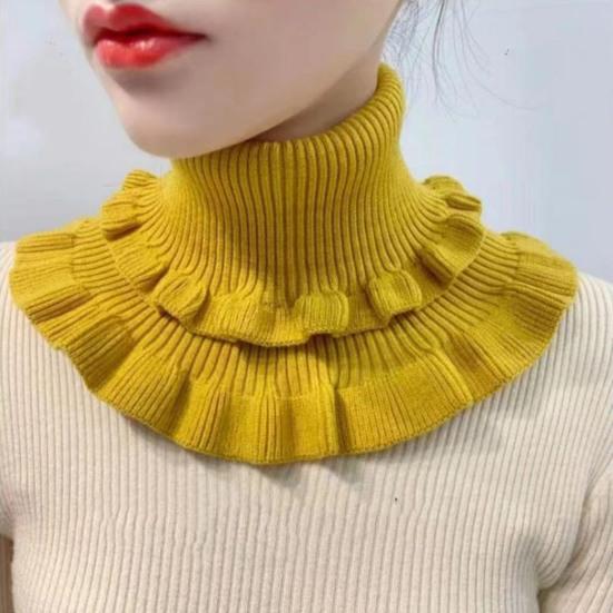 Women Fake Collar Double-Layered Ruffle Trim Autumn Winter False Collar Solid Color Detachable Collar Shirt Accessory