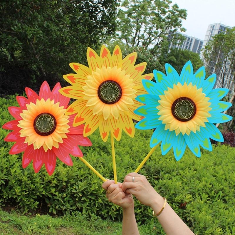 Winds Spinners for Lawns Patio Colorful Sunflower Pinwheel Toy Windmill Bulk 6pcs Party School Event Garden Lawns Pinwheels