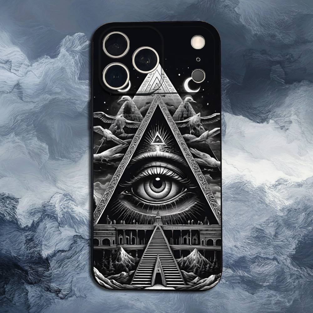 Illuminati Art Eye Occult Case For iPhone 15,17,16,12,14,13,11,Plus,Pro Max,XS,X,Mini,8,7,XR,SE,Soft Silicone Black