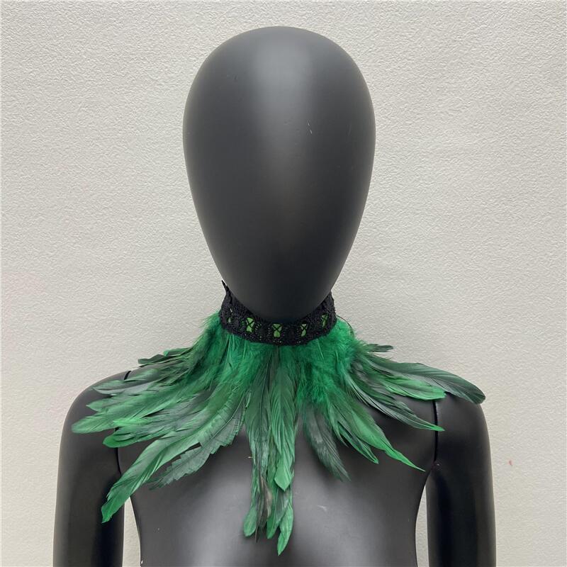 32 см Роскошный панк-перо чокер кружевное перо ожерелье готический перо шарф