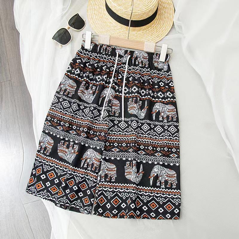 Elephant Pants Women Wide Leg Shorts Summer Thailand Thin Straight Casual Streetwear Beach Bottoms Female Clothing Fashion