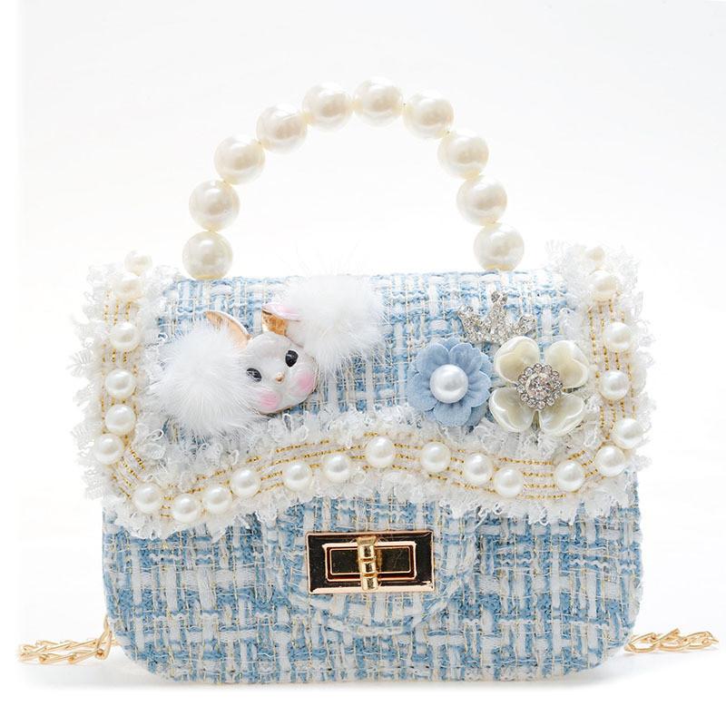 Сумочка Жемчужная Сумка Через Плечо из Легкого ПУ Материала Цепочка для Детей