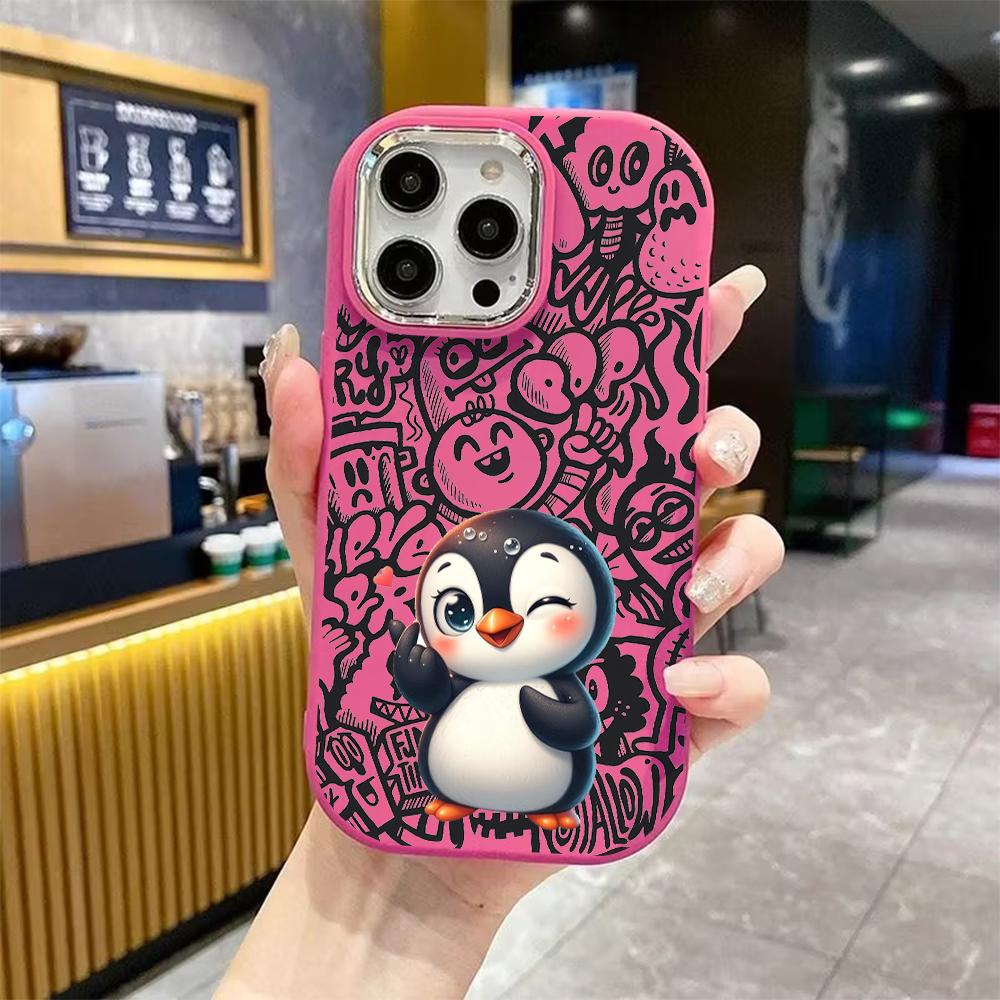 Phone Case: 2D flat design suitable for iPhone 18 17 16 15 14 13 Pro protective case, couple style, heart gesture, Christmas and Halloween gift