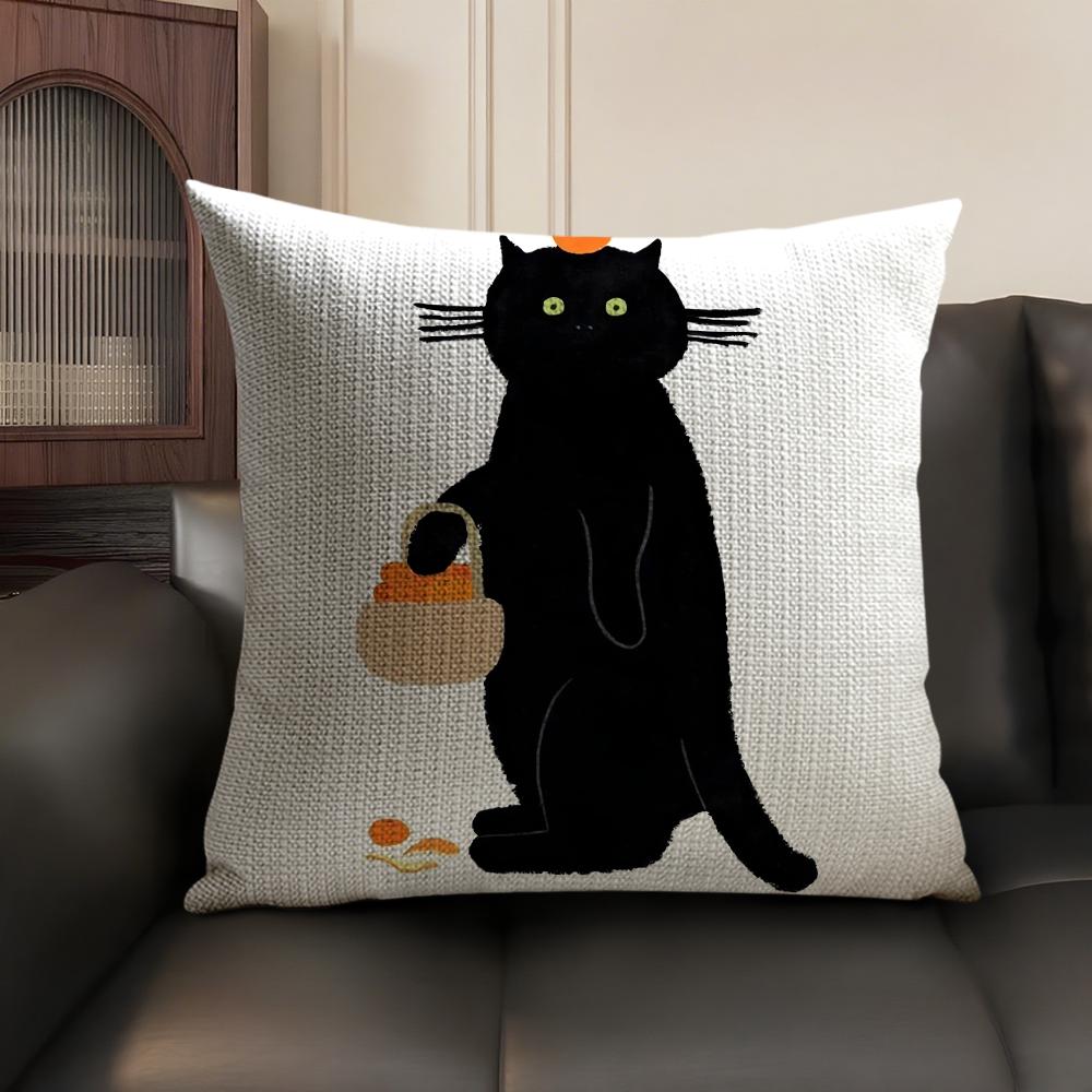 Fresh and healing Cushion Cover Natural Linen Organic Fabric DoubleSided Printing Sofa Home Decor Breathable Environmentally