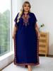 Темно-синий женский кафтан с золотой вышивкой Халат Домашнее платье Свободное длинное платье для отдыха и вечеринок Плюс Размер Домашняя одежда Q1545