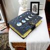 Moon Phase Vintage Leather Journal for Men & Women 200 Pages of Antique Handmade Deckle Edge Paper, Christmas Gift Custom Gifts