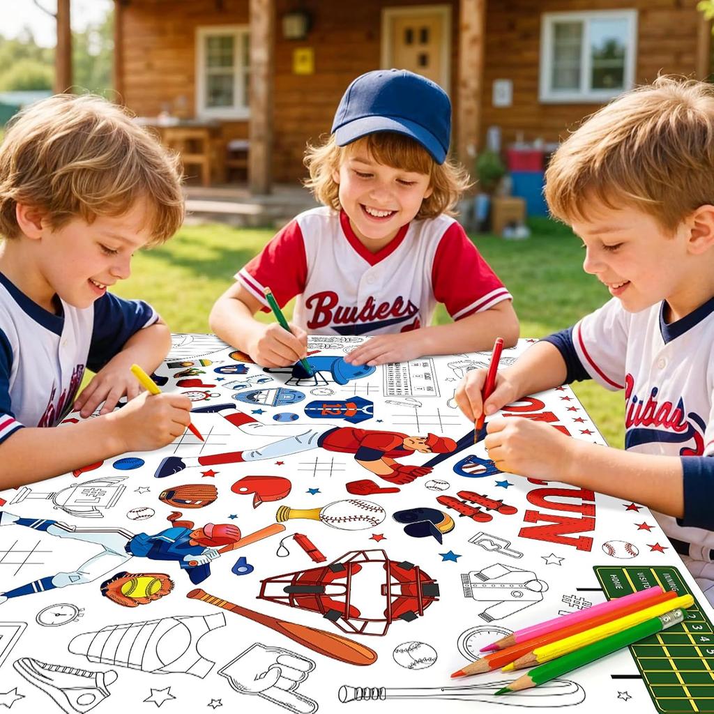 Baseball Giant Coloring Poster Baseball Large Versatile Drawing Paper Coloring DIY Tablecloth Decorations for Kids Adult Sport Themed Art Craft Table