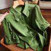 Short Sleeve Solid Satin Blosue Women Button Down Casual Silk Woman Shirt Summer Clothing 2023 Loose Green Blouse Clothing 26857