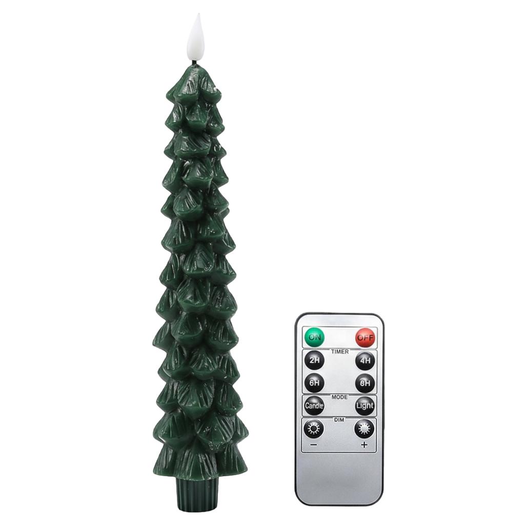1/2/3/4Pcs Christmas Tree Candles with Remote Timer LED Christmas Tree Flameless Taper Candles Window Candle for Christmas Decor