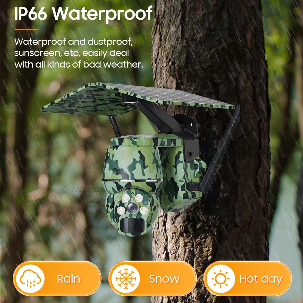 5MP 4G SIM Солнечная наружная дикая природа Водонепроницаемая обнаружение людей/животных WIFI Беспроводная PTZ охранная IP камера для охоты