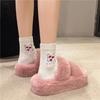 New Women Winter Fashion Faux Fur Home Cotton Shoes Warm and Soft Platform Slippers Women Flat Ladies Shoes  Zapatos De Mujer