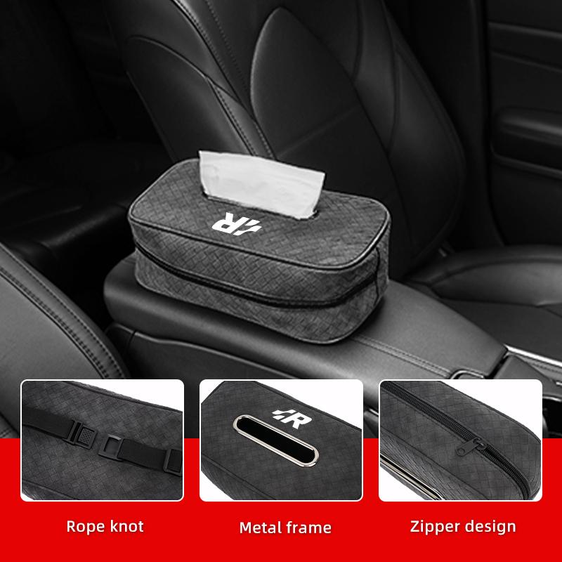 BIG1 Car In-vehicle Larger size Leather Checkered Tissue Storage Box For VW R Scirocco Beetle Golf Passat Polo Tiguan Sharan Touran