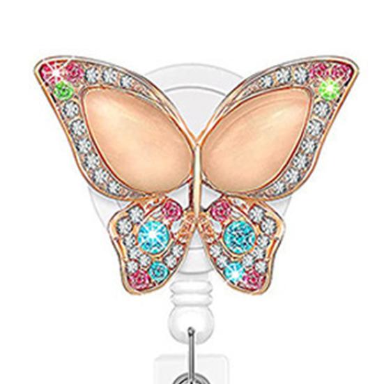 Держатель бейджа с зажимом, сверхмощный выдвижной держатель для бейджа с бабочками и стразами, катушка