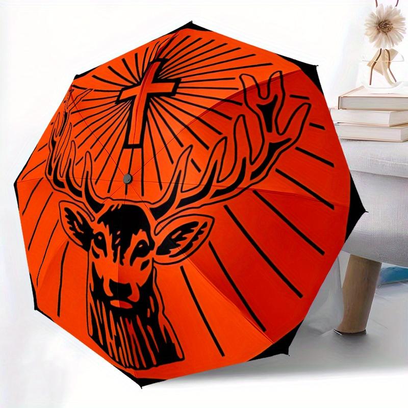 1pc Jagermeister Automatic Open/close, Portable Folding Umbrella for Women & Men,Compact Parasol, Outdoor Accessory,, Durable Frame yy250809205