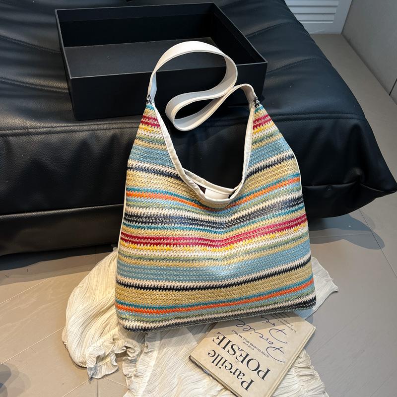2025 new tote bag women's bag hand-woven large-capacity handbag simple trendy shoulder messenger bag