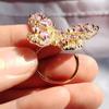 Кольца-бабочки с розовым цирконием для женщин, модное золотого цвета, открытое регулируемое кольцо INS, модные ювелирные аксессуары для свадьбы, помолвки и вечеринки